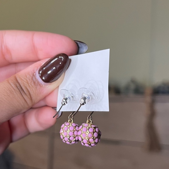 Handmade Pastel Pink Circle Gem Small Casual Cute Drop Earrings Jewelry Accessor - Picture 14 of 16